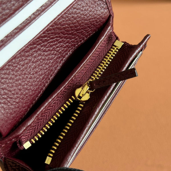 Gucci Marmont Wallet Ebony mix Rosso Ancora Red Canvas Leather 255306