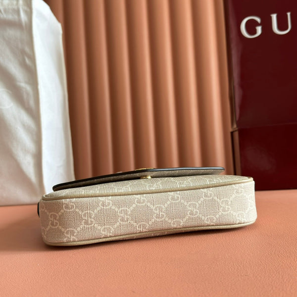 Gucci Ophidia 22cm Bag Beige White Canvas 255219