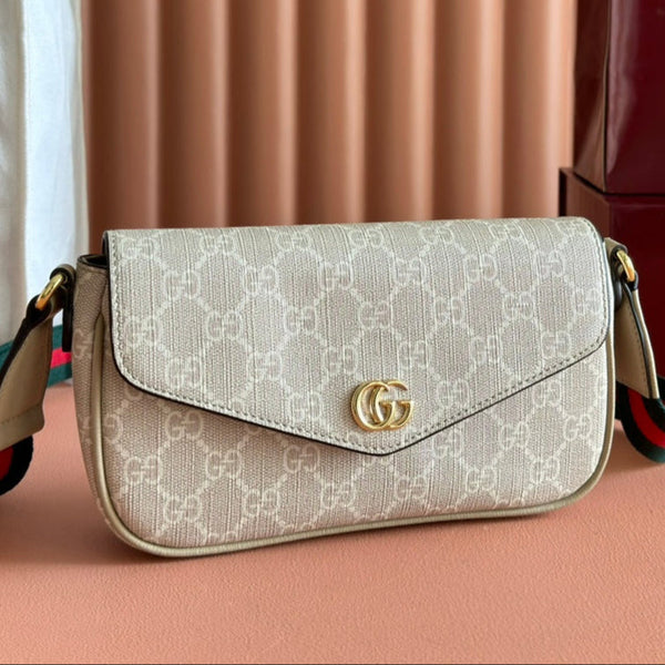 Gucci Ophidia 22cm Bag Beige White Canvas 255219