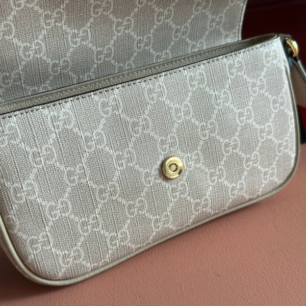 Gucci Ophidia 22cm Bag Beige White Canvas 255219