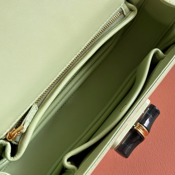 Gucci Bamboo Diva Bag Mint Green Leather 255199