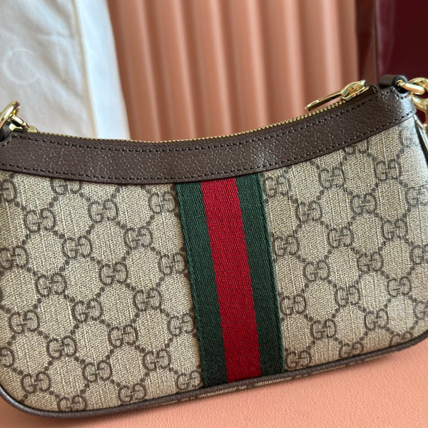 Gucci Ophidia 26cm Bag Ebony Brown Canvas 255298