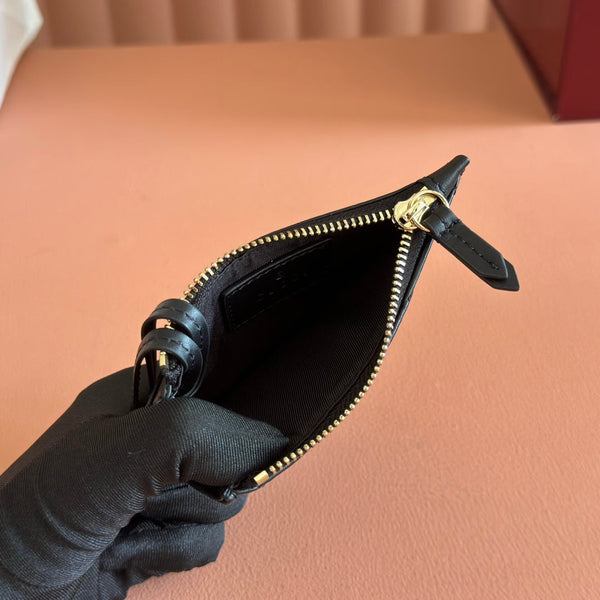 GG Marmont Card Case Zipper Wallet Black Leather 255163