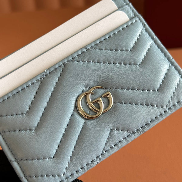 Gucci Marmont Card Wallet Blue Calfskin 254961