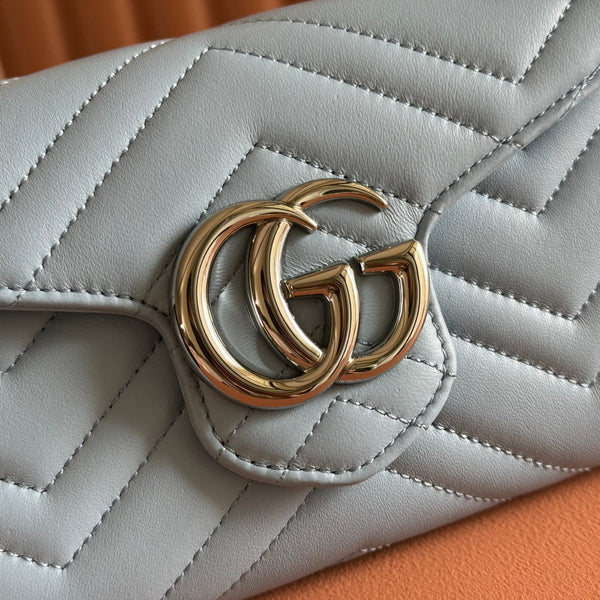 Gucci Marmont Chain Wallet Blue Cowhide 254970