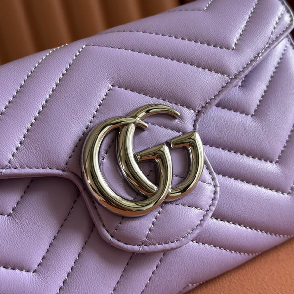 Gucci Marmont Chain Wallet Purple Cowhide 254971