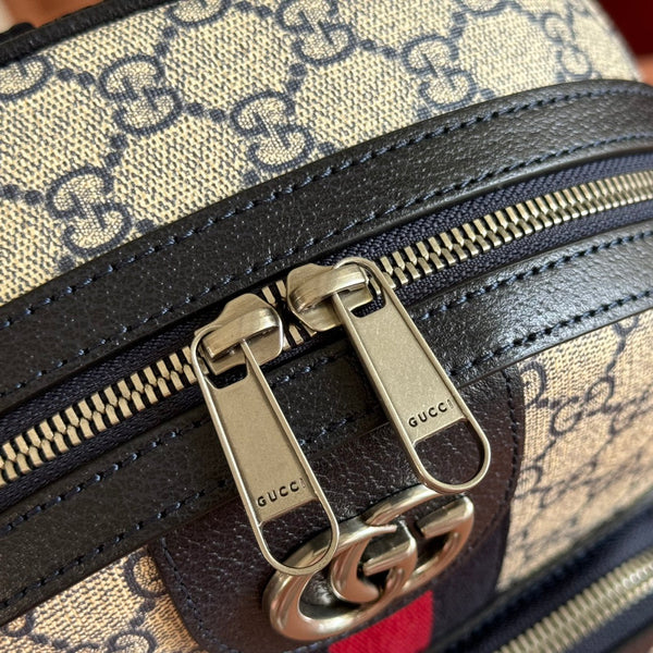 GG Small Ophidia Backpack Beige & Black GG Monogram Fabric 272185