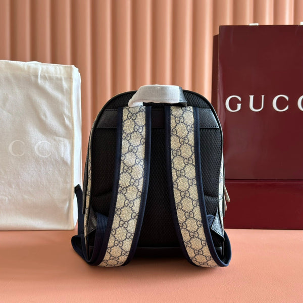 GG Small Ophidia Backpack Beige & Black GG Monogram Fabric 272185