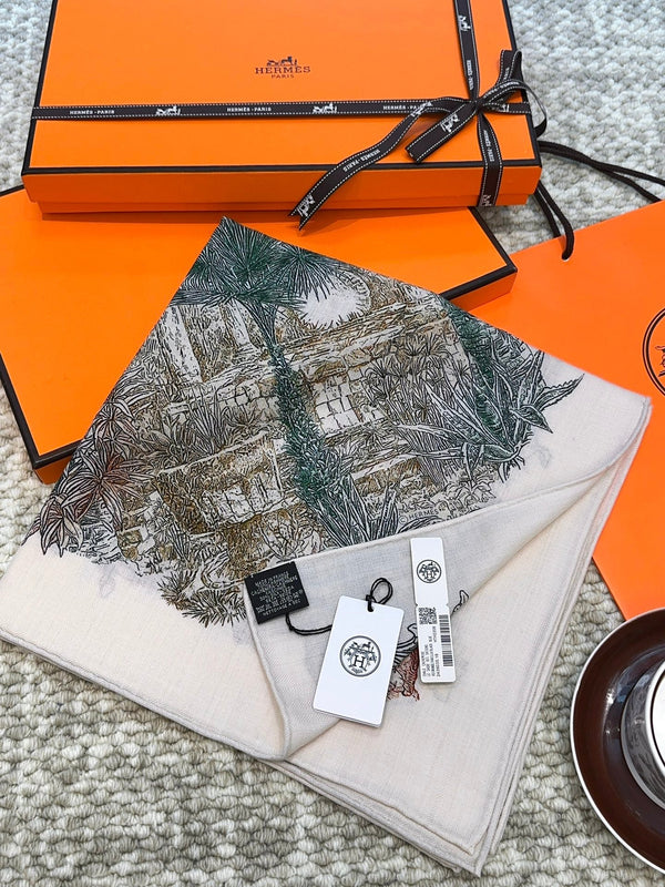 Scarf 140 CM Brown Colorful Cashmere And Silk  394551