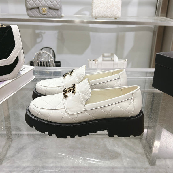 CC Moccasins White Cowhide