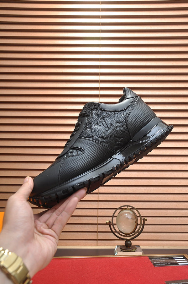 LV TRAINER SHOES IN BLACK EMBOSSED LAMBSKIN