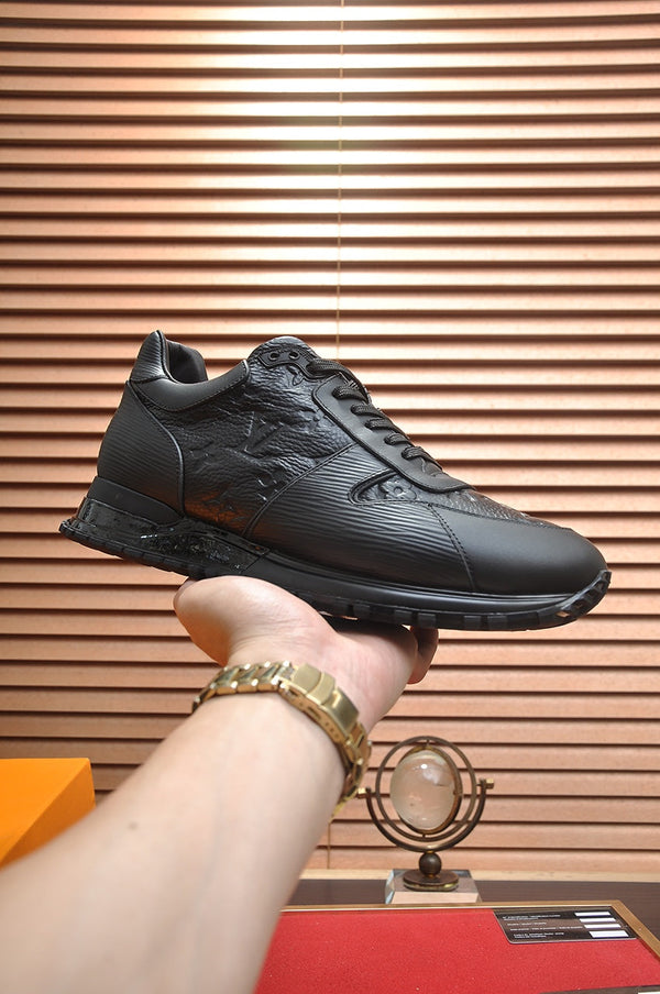 LV TRAINER SHOES IN BLACK EMBOSSED LAMBSKIN
