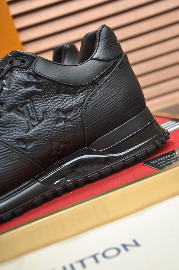 LV TRAINER SHOES IN BLACK EMBOSSED LAMBSKIN