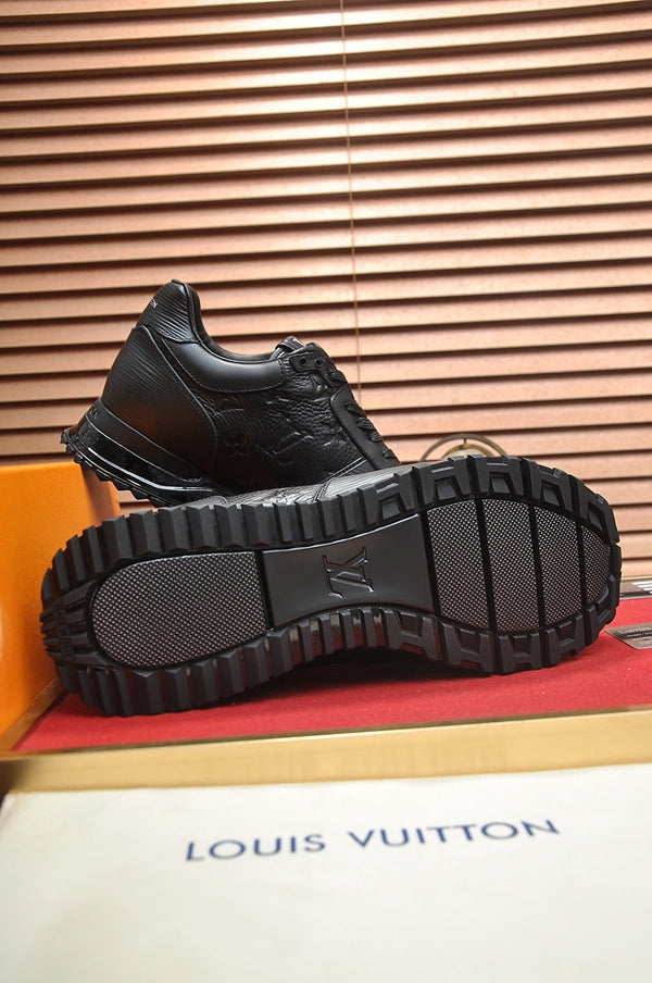 LV TRAINER SHOES IN BLACK EMBOSSED LAMBSKIN