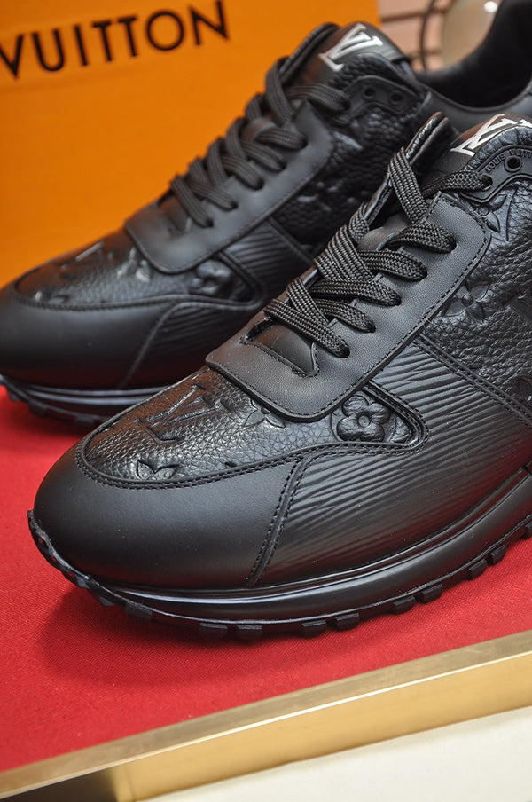 LV TRAINER SHOES IN BLACK EMBOSSED LAMBSKIN