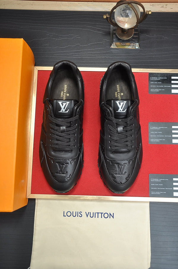 LV TRAINER SHOES IN BLACK EMBOSSED LAMBSKIN