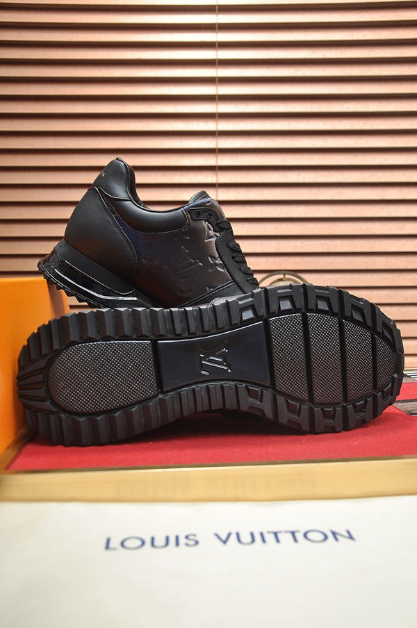 LV TRAINER SHOES IN BLACK EMBOSSED SOFT LAMBSKIN