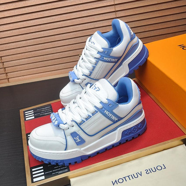 LV TRAINER MAXI SNEAKER BIANCO MIX BLU PELLE DI VITELLO