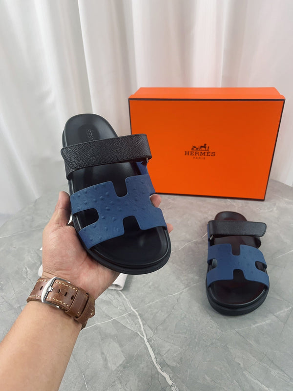 chypre sandal black blue calfskin