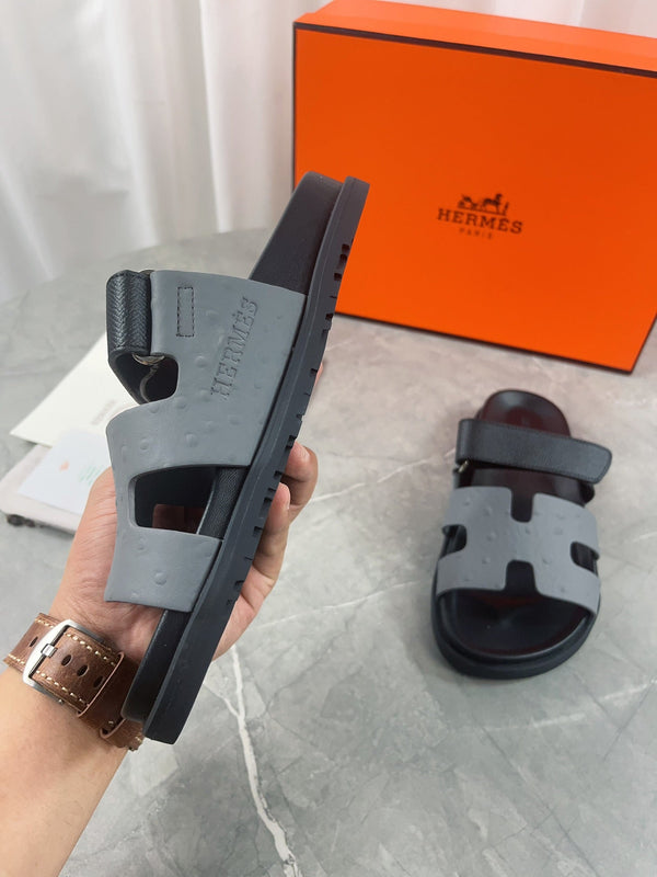 chypre sandal black grey calfskin