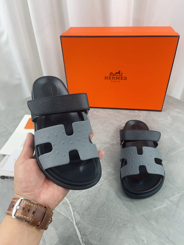 chypre sandal black grey calfskin