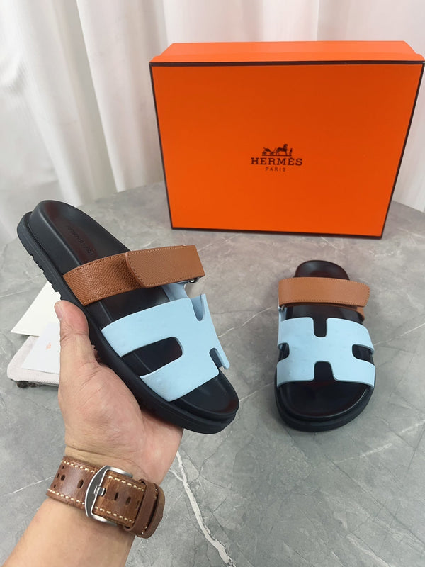 sandalo cipro in pelle di vitello blu nuvola marrone