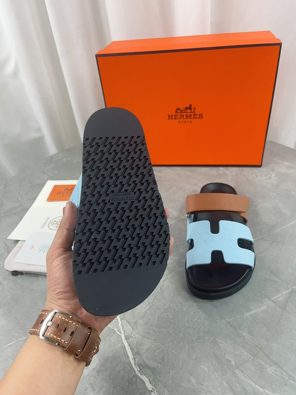 sandalo cipro in pelle di vitello blu nuvola marrone