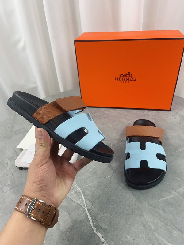 sandalo cipro in pelle di vitello blu nuvola marrone