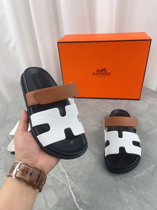chypre sandal brown white calfskin