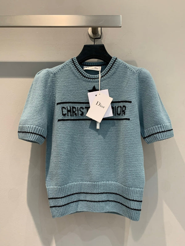 CD 25 Lucky Star Knit Top Blue-green Sheep wool
