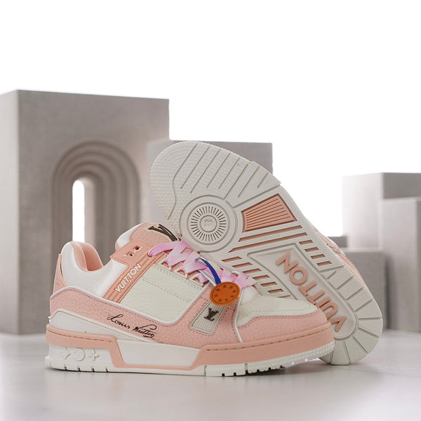LV TRAINER IN PELLE DI VITELLO ROSA PESCA