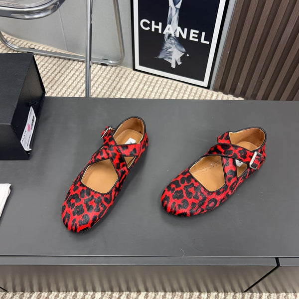 Alaila Criss Cross Ballet Flats In Red Lambskin 996061