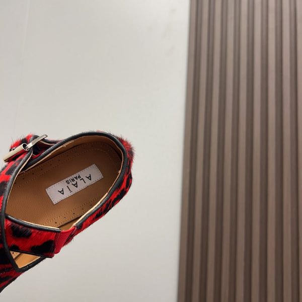 Alaila Criss Cross Ballet Flats In Red Lambskin 996061