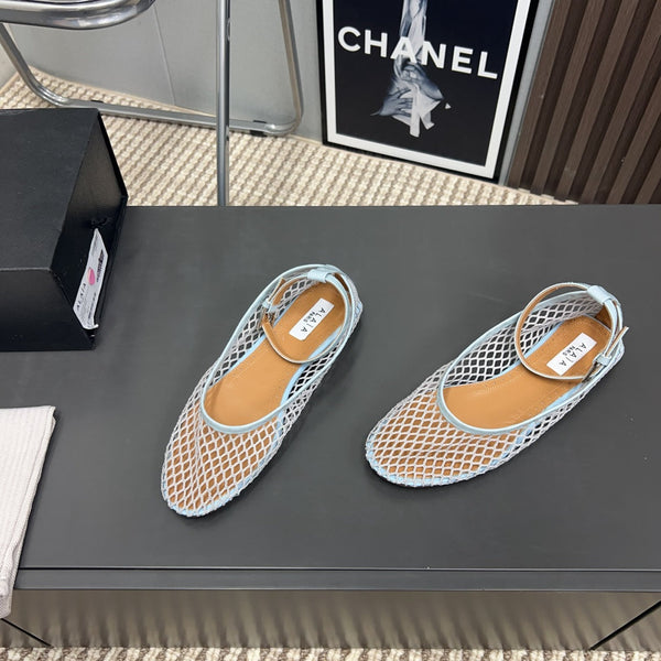 Alaila Mary Jane In Light Jade Green Mesh Fabric 996075