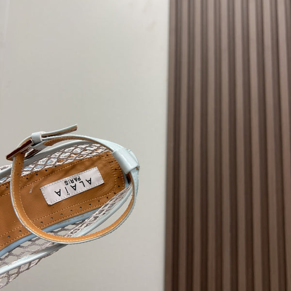 Alaila Mary Jane In Light Jade Green Mesh Fabric 996075