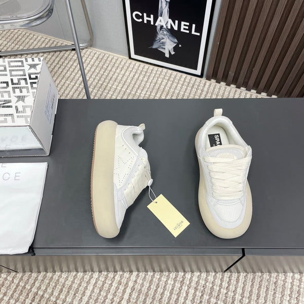 SPACE-STAR CUBE SNEAKERS IN WHITE LEATHER WITH PERFORATED STAR