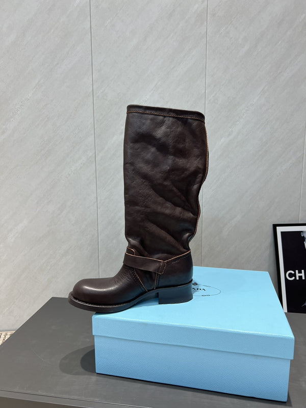 Prada 25 Boot 30mm Black Chocolate Cowhide 501664