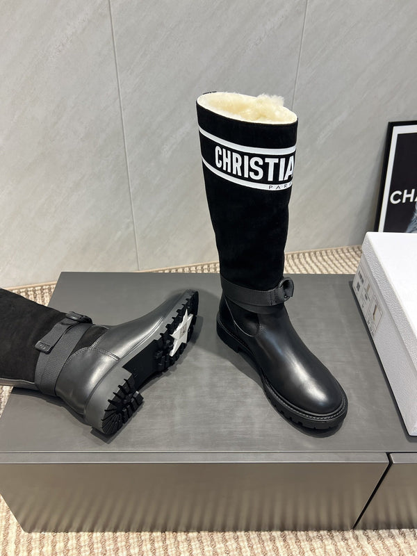Dior 2025 Boot Black White Suede Cowhide Fur 502075