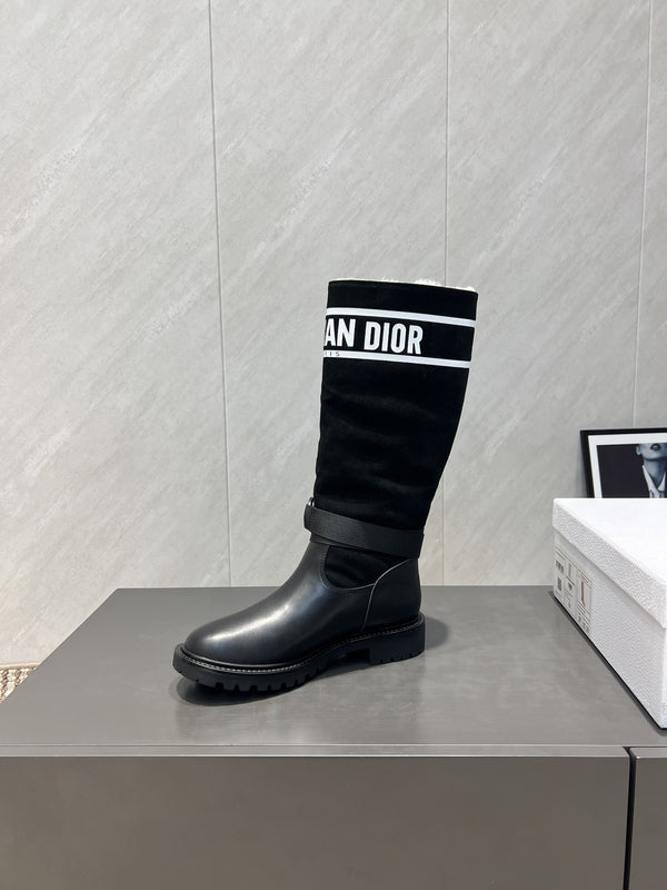 Dior 2025 Boot Black White Suede Cowhide Fur 502075
