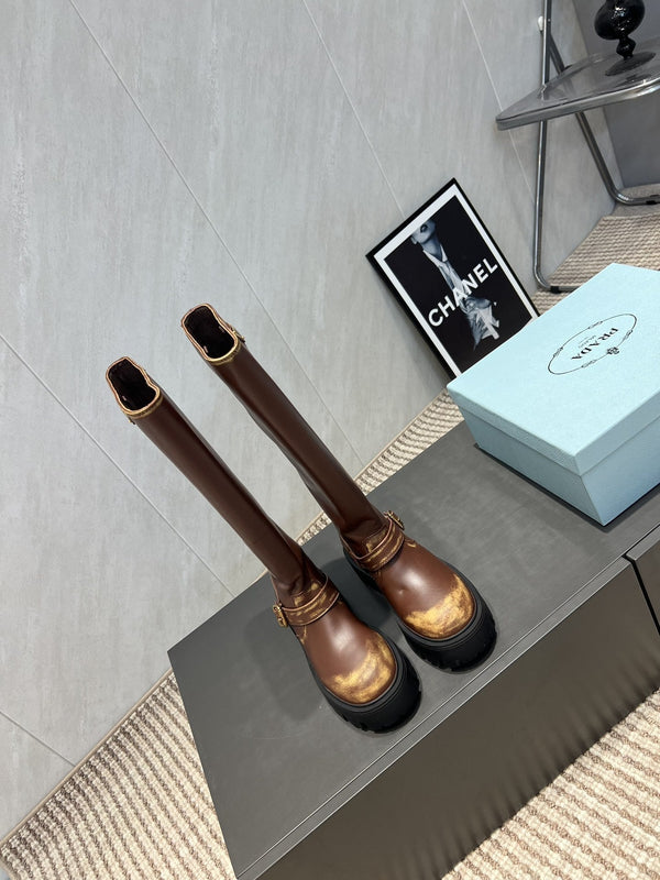 Prada 25 Boot Brown Cowhide 501666