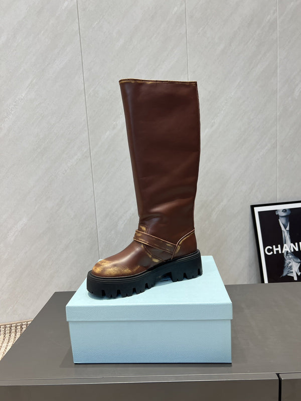 Prada 25 Boot Brown Cowhide 501666