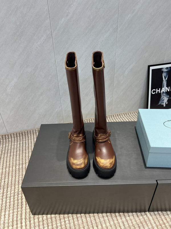 Prada 25 Boot Brown Cowhide 501666