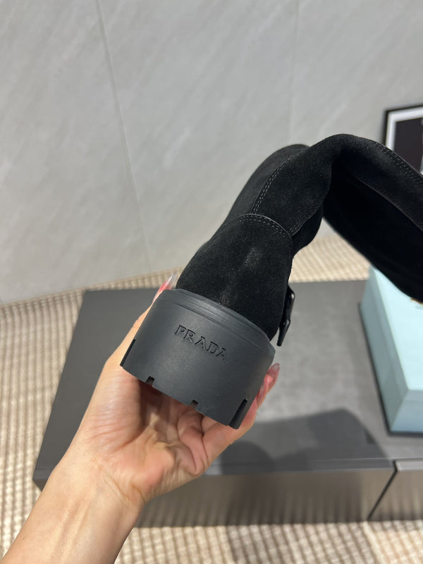 Prada 25 Boot Black Suede 501668