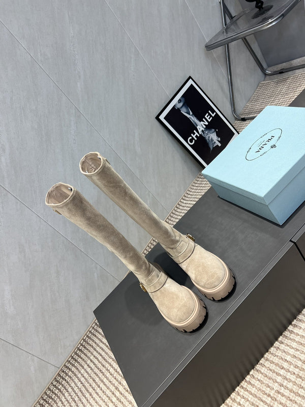 Prada 25 Boot Beige Suede 501670