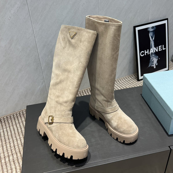 Prada 25 Boot Beige Suede 501670
