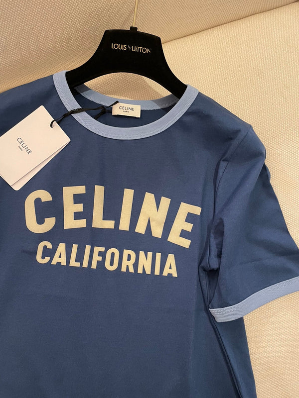 Celine 25 T-shirt Blue mix Light Yellow Cotton