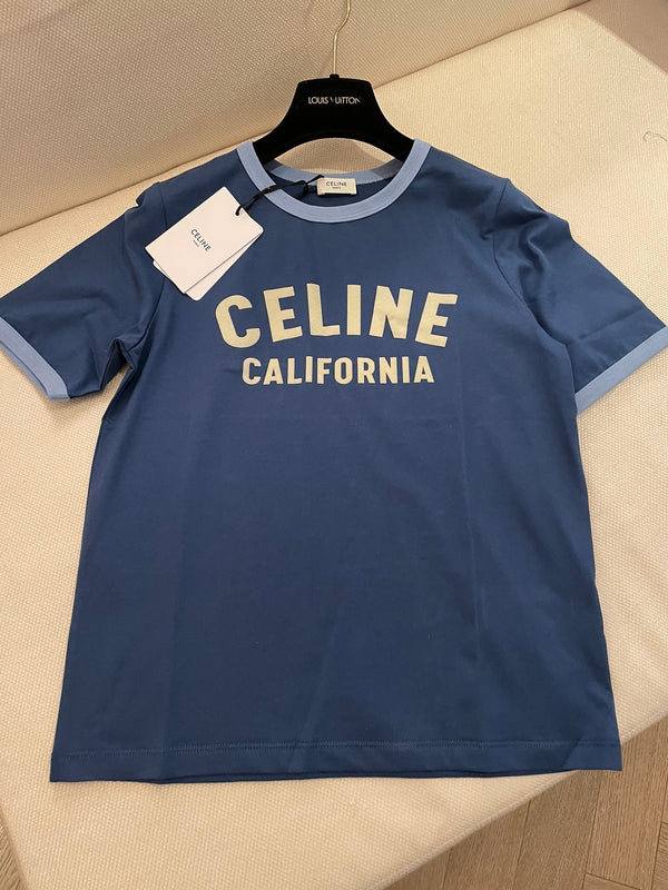 Celine 25 T-shirt Blue mix Light Yellow Cotton