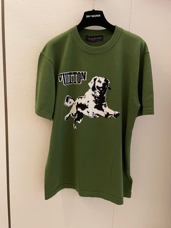 Camicia a maniche corte in jacquard con motivo cucciolo LV Donkey Brand New