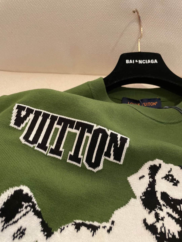 Camicia a maniche corte in jacquard con motivo cucciolo LV Donkey Brand New