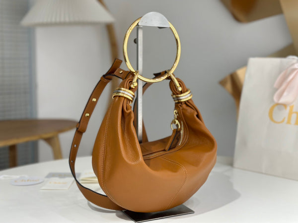 Chloe Small Bracelet 32cm Hobo Bag Brown Grained Calfskin